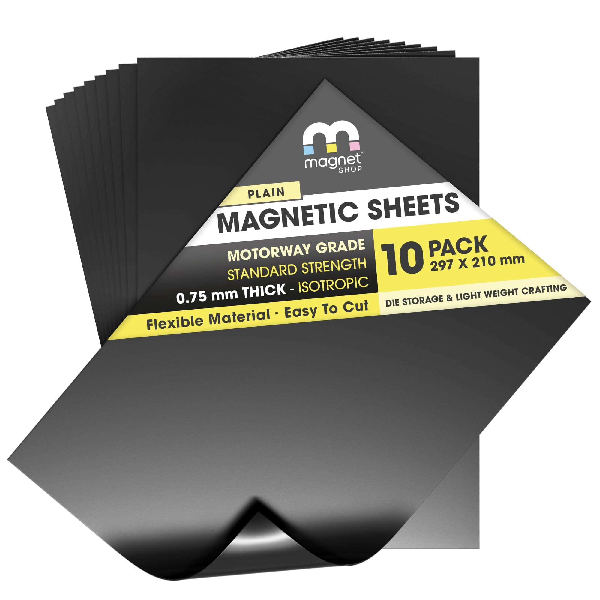 The Magnet Shop 10 x A4 0.85mm Plain Flexible Magnetic Sheets - Strong Motorway Grade