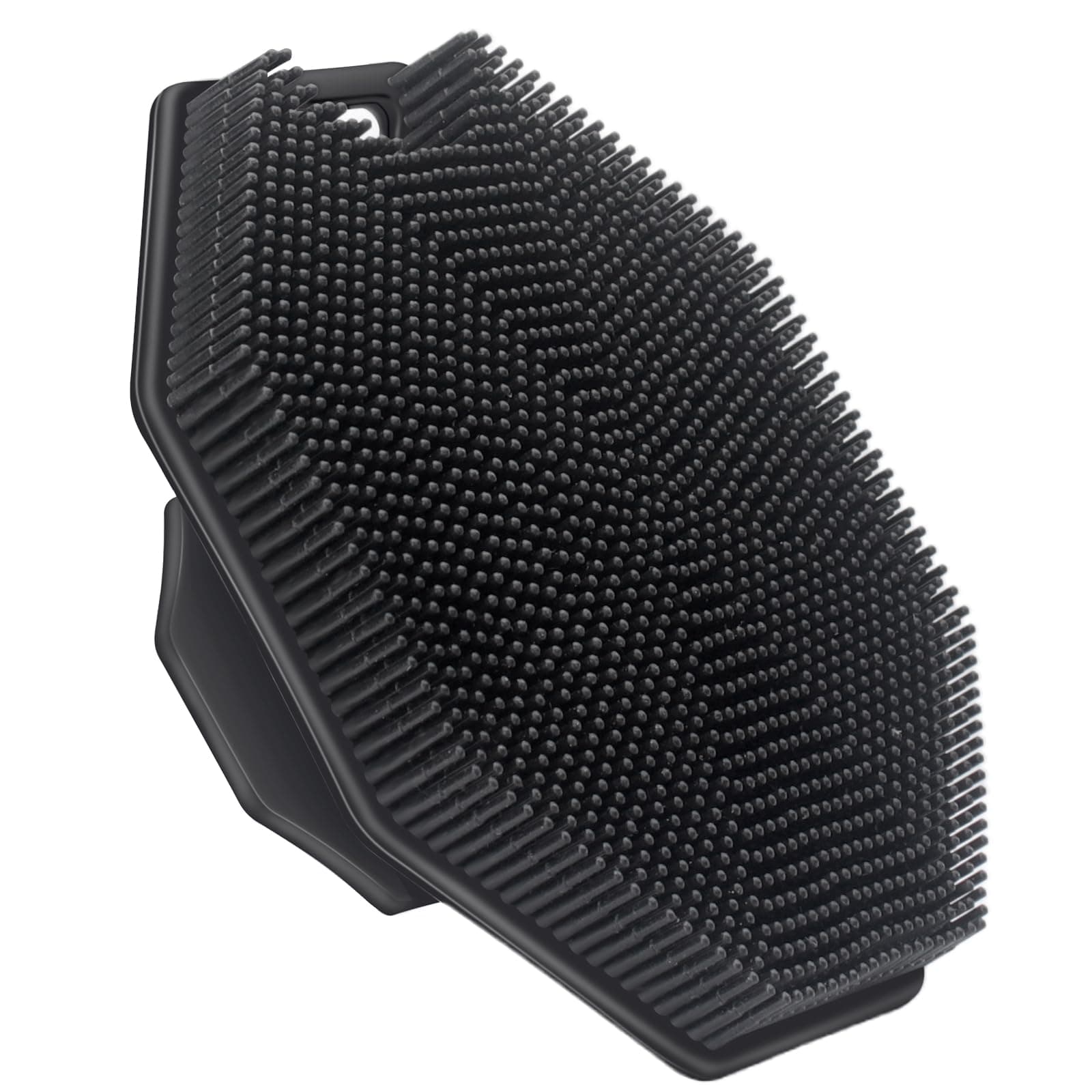 Silicone Body Scrubber with Hook and Suction, Handheld Shower Bath Brush for Body [Gently Exfoliate & Massage], Body Cleansing Brush for All Skin Type (Black)