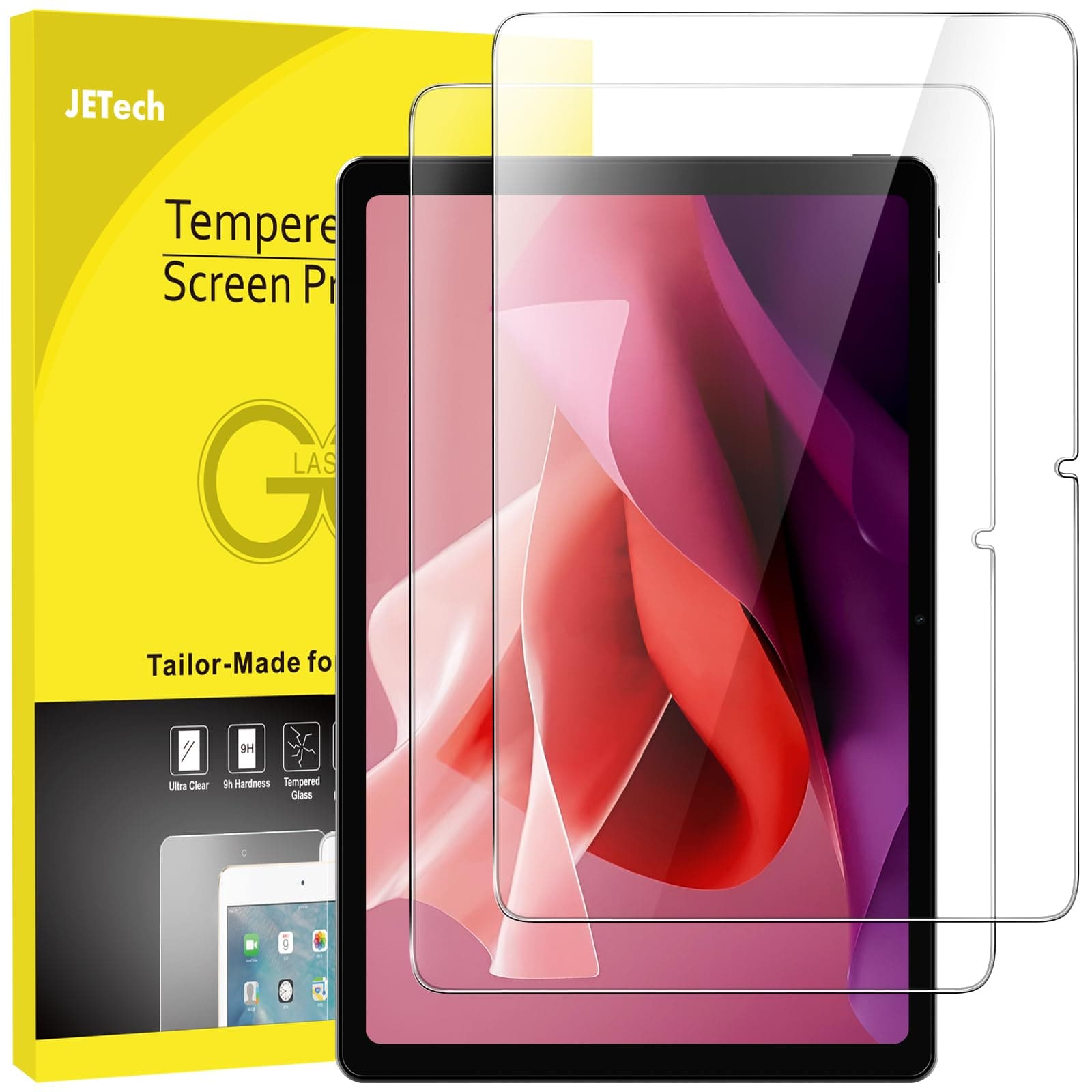 – JETech Screen Protector for Lenovo Idea Tab Pro/Yoga Tab Plus 2025 / Tab P12 2023 (12.7-Inch), 9H Tempered Glass Film, HD Clear, 2-Pack