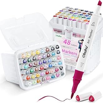 Alcohol Markers: 96 Colors Brush & Chisel/Chisel & Fine Dual Tip Art Marker Alcohol Markers for Artists Adult Coloring Drawing - 2 x Colorless Blender & 2 x Case (Brush & Chisel)