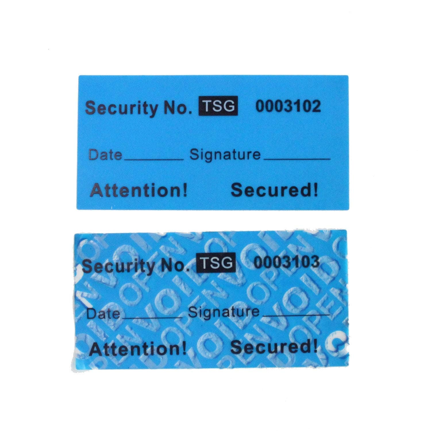 100pcs Non Transfer Tamper Resistant Security Warranty Void Stickers/Labels/Seals (1 x 2 Inches, Unique Serial Numbers, Blue)