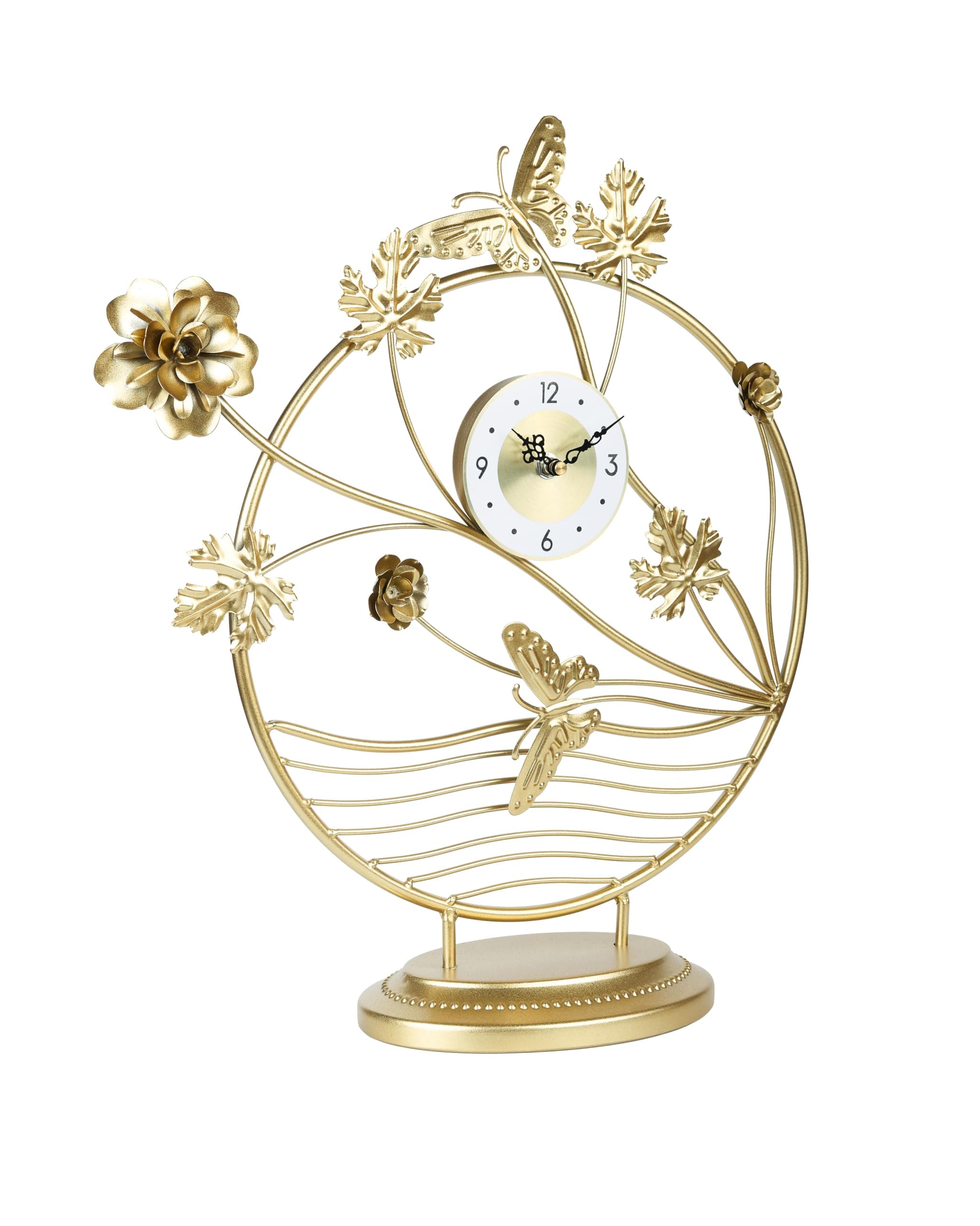 Butterfly Desk Clock Modern Design,Silent Desk Clock Non-Ticking Battery Operatedfor Home,Living Room,Bedroom Decor (MO-14)