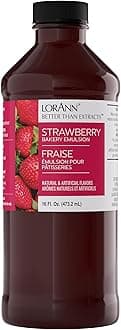 LorAnn Oils Strawberry Bakery Emulsion: True Essence, Ideal for Boosting Fruit Tones in Cakes, Cookies & Desserts, Gluten-Free, Keto-Friendly, Extract Substitute Essential for Your Kitchen, 16 Oz