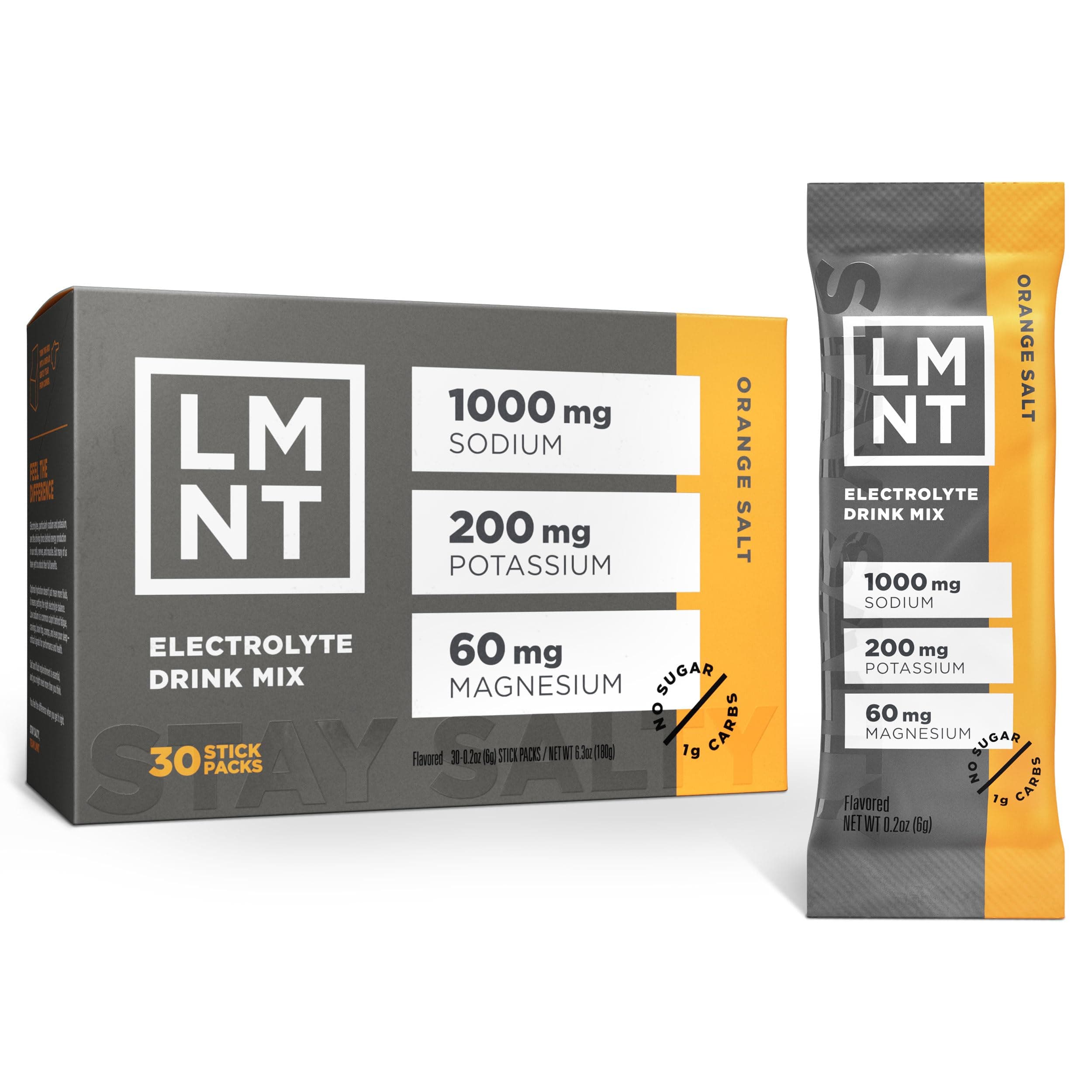 LMNT Zero Sugar Electrolytes - Orange Salt | Drink Mix | 30-Count