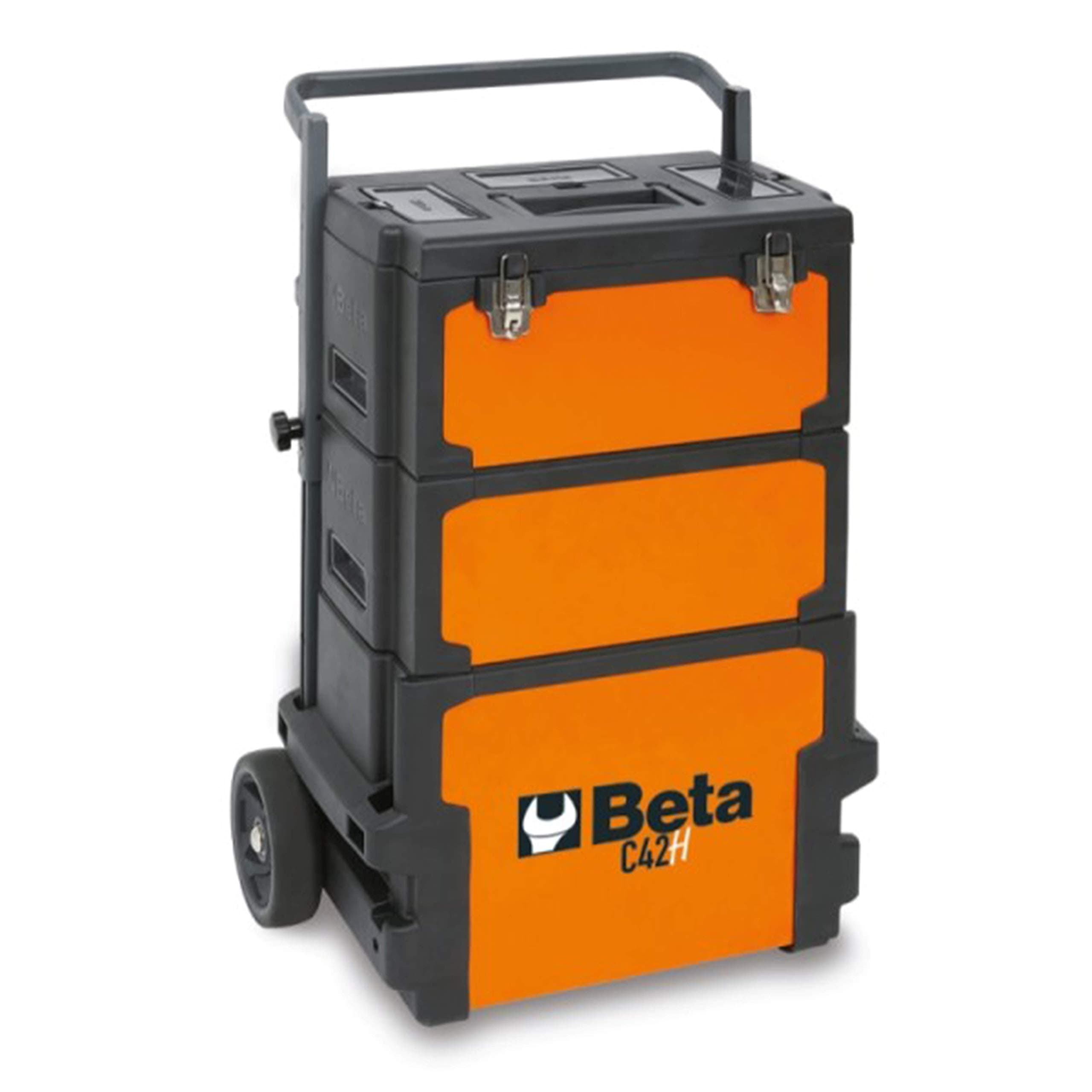 - C42H Three Module Rolling Metal Tool Box Trolley, Detachable Tool Box, Telescoping Handle