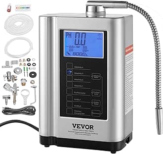 VEVOR Water Ionizer, Alkaline Water Ionizer Machine, pH 3.5-10.5 Alkaline Acidic Hydrogen Water Purifier, 7 Water Settings Home Filtration System, Up to -650mV ORP, 8000L Per Filter, Auto-Cleaning