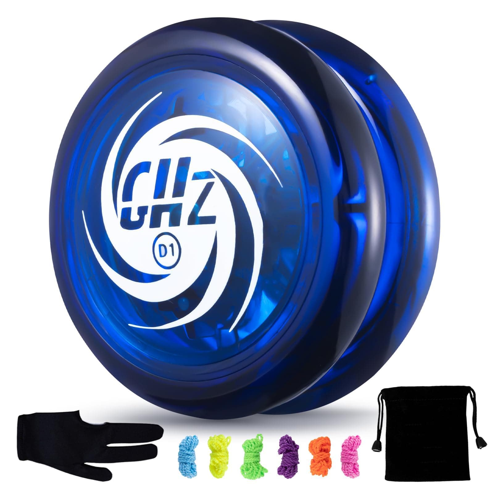 ELECDON D1 GHZ Looping Yoyo for Kids - Beginner Friendly, Easy to Master Basic Tricks, Includes 6 Strings, Glove & Bag (D1 - Blue)