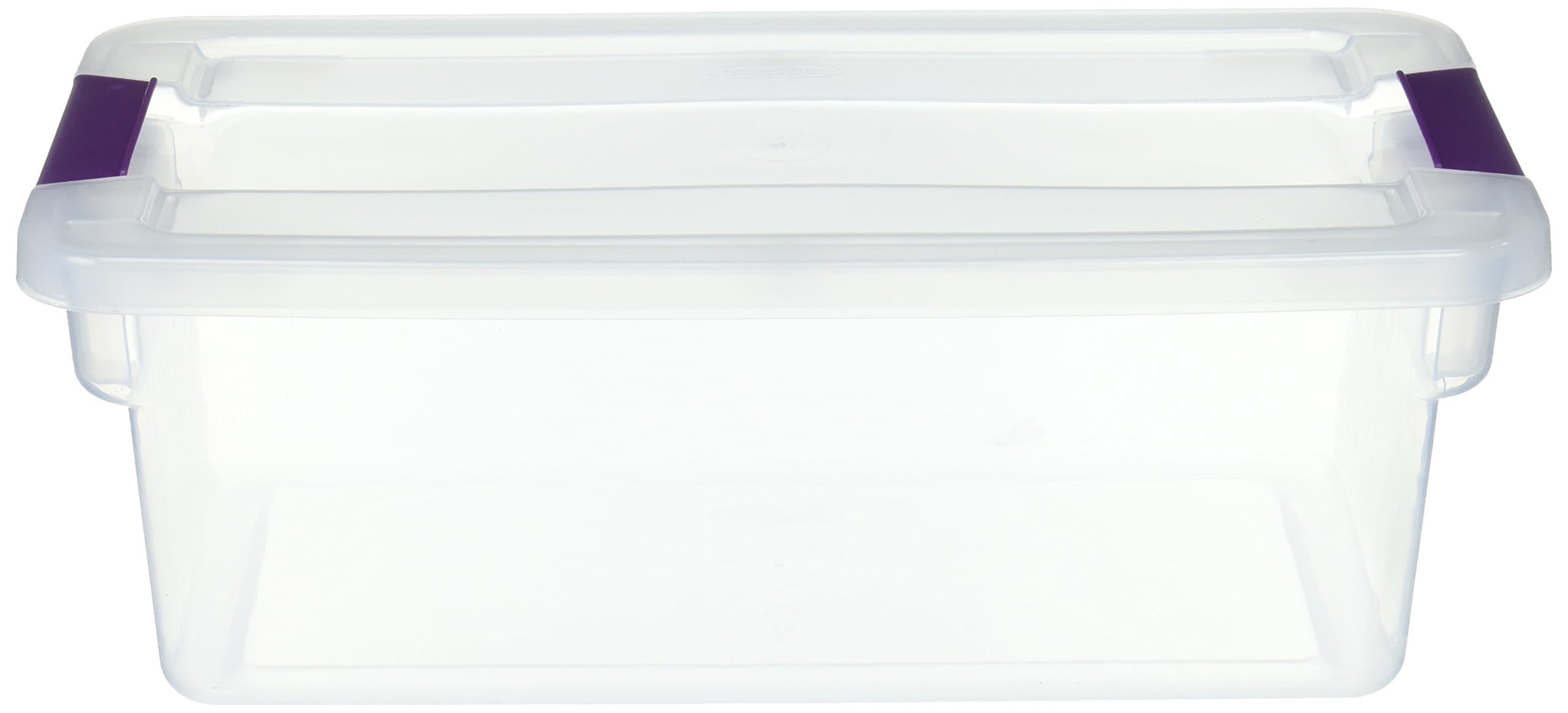 Sterilite17511712 6 Quart Clearview Latch Storage Container With Plum Handles
