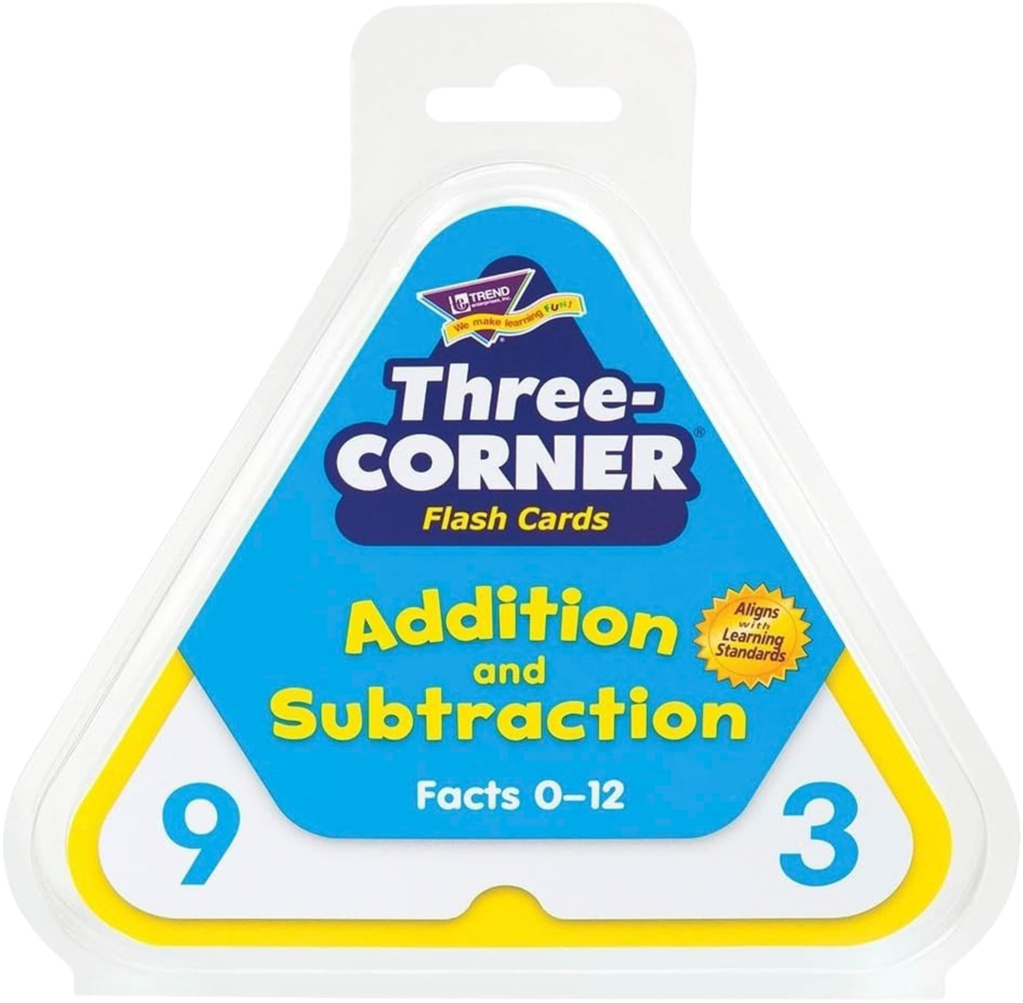 Trend Enterprises: Three-Corner Addition and Subtraction Flash Cards, T1670, Interactive Self-Checking, Exciting Way for Everyone to Learn, 48 Two-Sided Cards Included, Ages 6 and Up