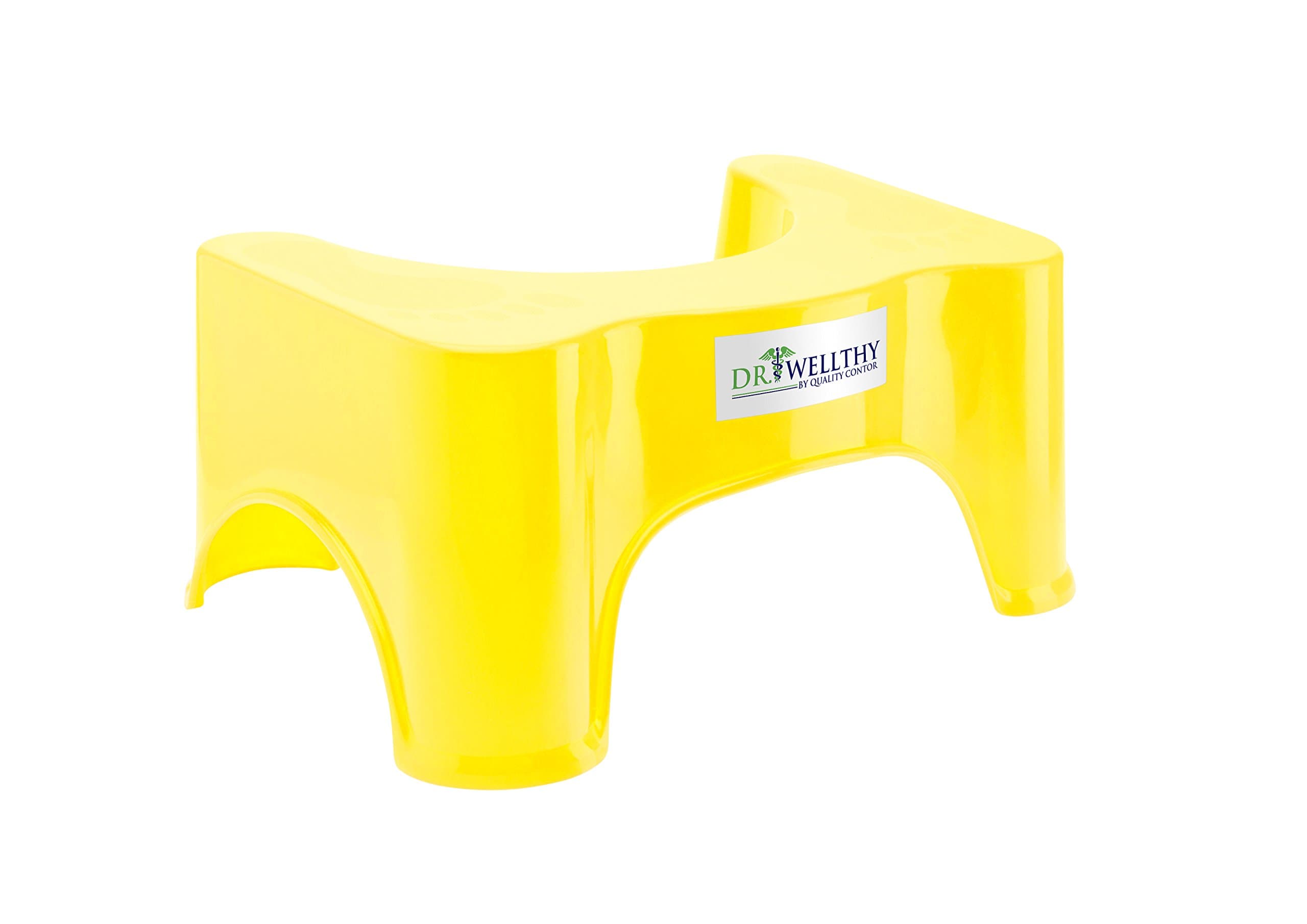 Quality Contor Dr. Wellthy - THE Toilet Stool! Non-Slip Material - Designed for Anti-Constipation - Heal Hemorrhoids - Squat Toilet Stool (Yellow)