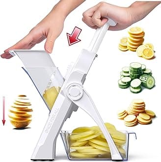 Safe Vegetable Slicer For Kitchen, Professional Mandoline Slicer For Food Potato Slices, Thickness Adjustable 0.1-8 mm Kitchen Artifact Fast Meal Prep (White)