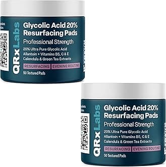Glycolic Acid Pads - 20% Resurfacing Pads AHA for Face & Body - Exfoliates Skin Surface and Reduces Appearance of Fine Lines and Wrinkles - Acne Treatment Clearing - Daily Pads - 50ct 2PK