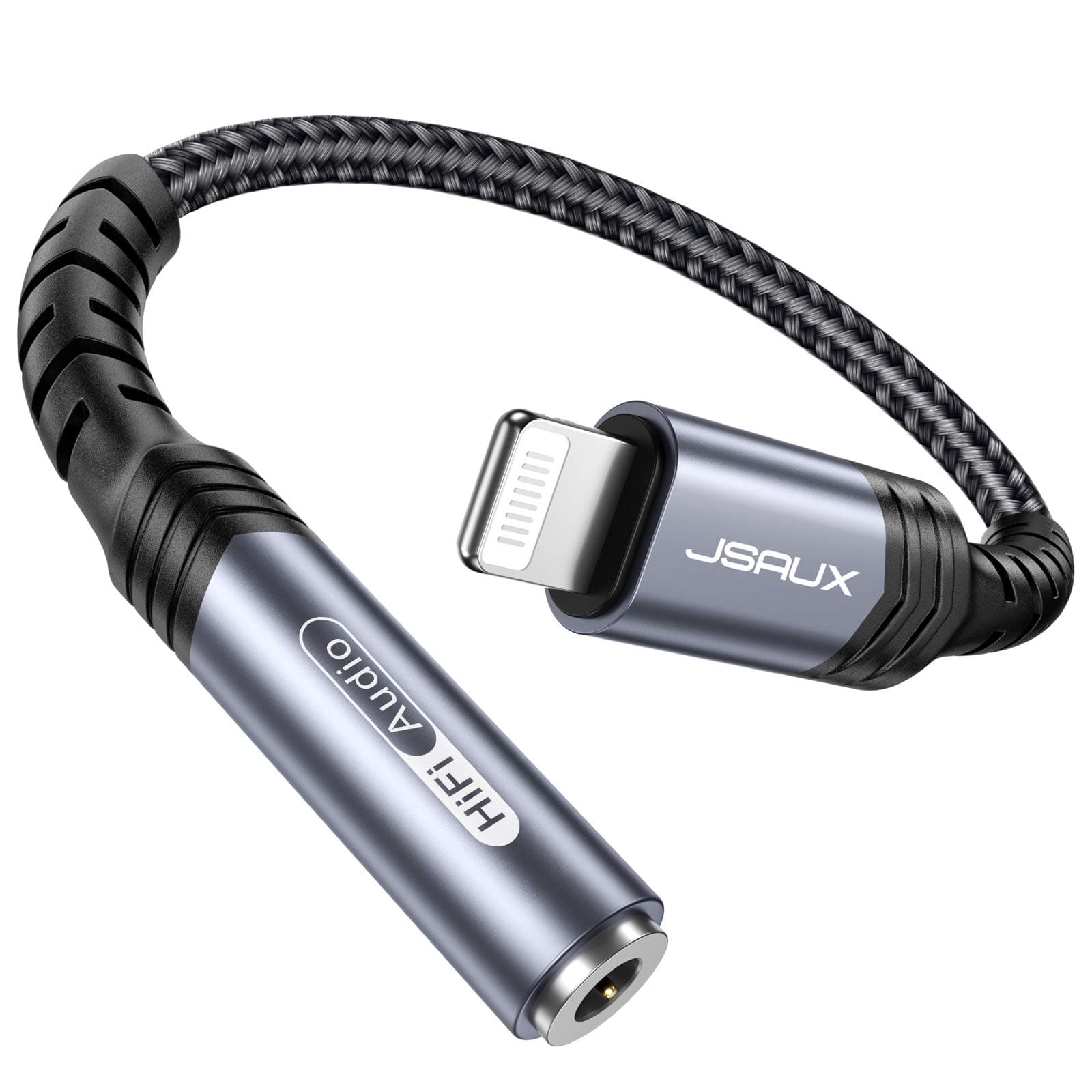 Lightning to 3.5mm Adapter, JSAUX [Apple MFi Certified] iPhone Headphones Adapter Lightning to Audio Jack Converter Compatible with iPhone 12 Mini/12 Pro/11/11 Pro/11 Pro Max/SE/X XR XS Max 8 7-Grey