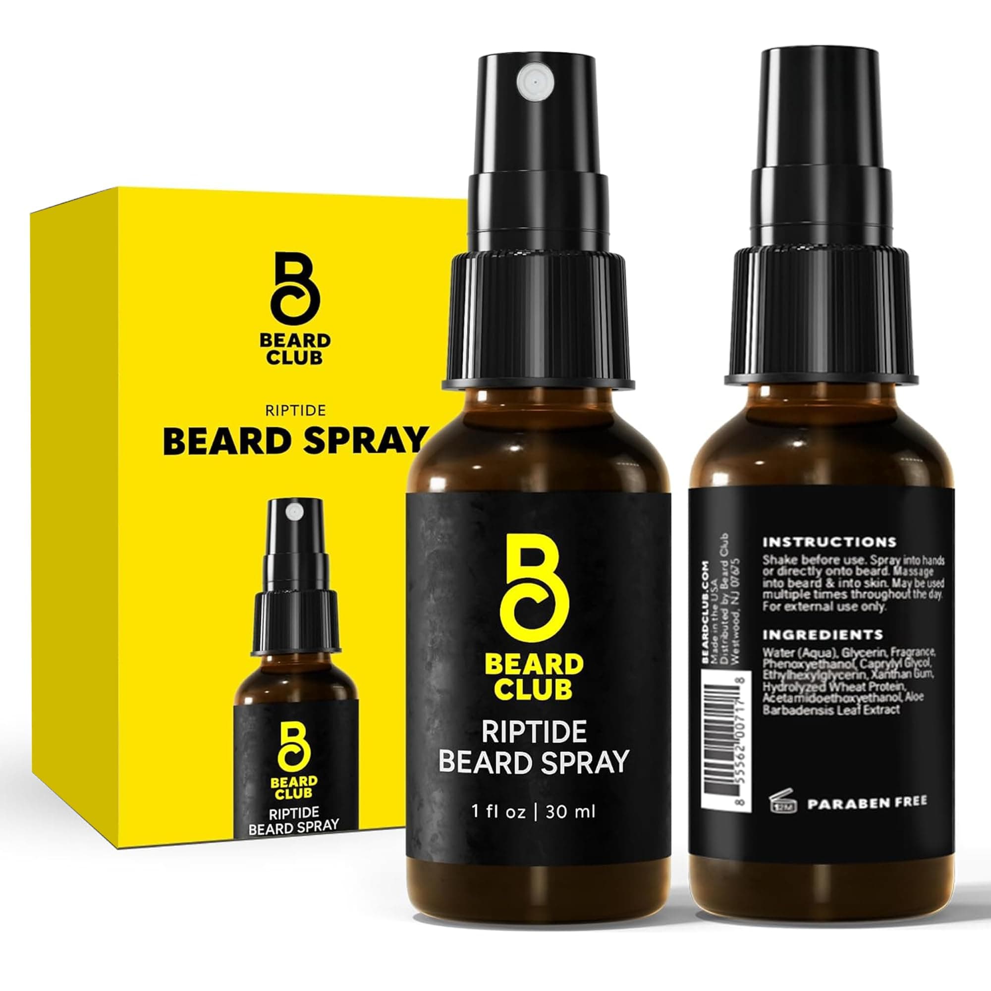 The Beard Club Riptide Spray by - Nourishing & Styling Formula for Enhanced Growth, Softness & Shine - Enriched with Natural Ingredients for Healthy Facial Hair