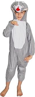 Kaku Fancy Dresses Fleece Squirrel Animal Costume For Kids - Grey, 3-4 Years | Animal Fancy Dress For Boys & Girls