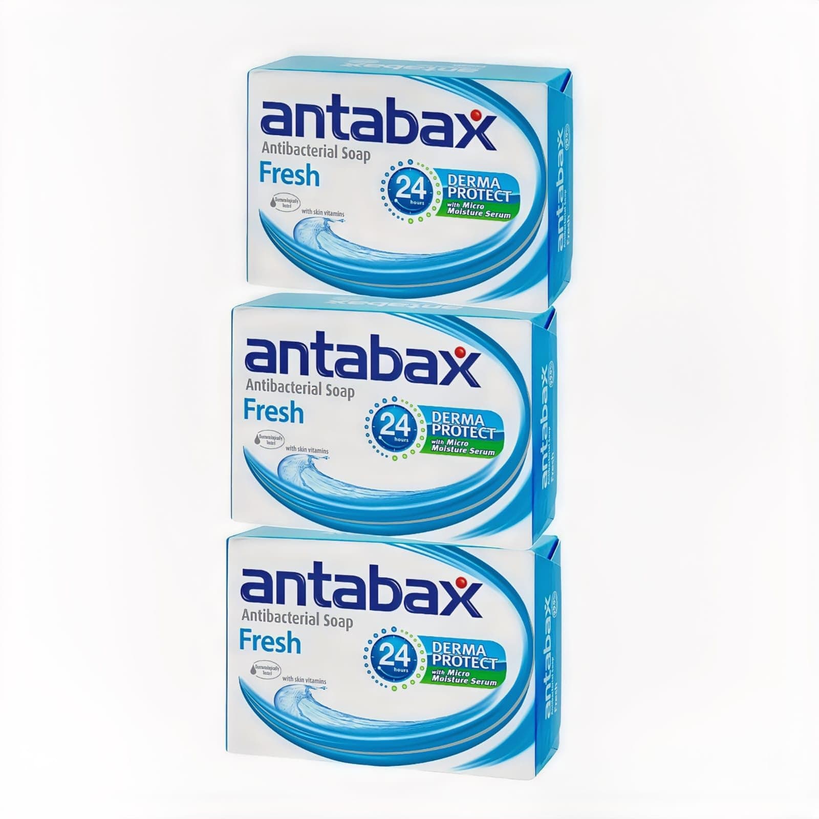 Antabax Antibacterial Soap Fresh 24hours protect with Micro Moisture Serum, Skin Cleaning Agent Solid Soap Bars (Blue Fresh)