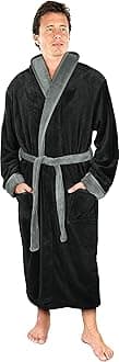 Luxurious Men's Shawl Collar Fleece Bathrobe Spa Robe