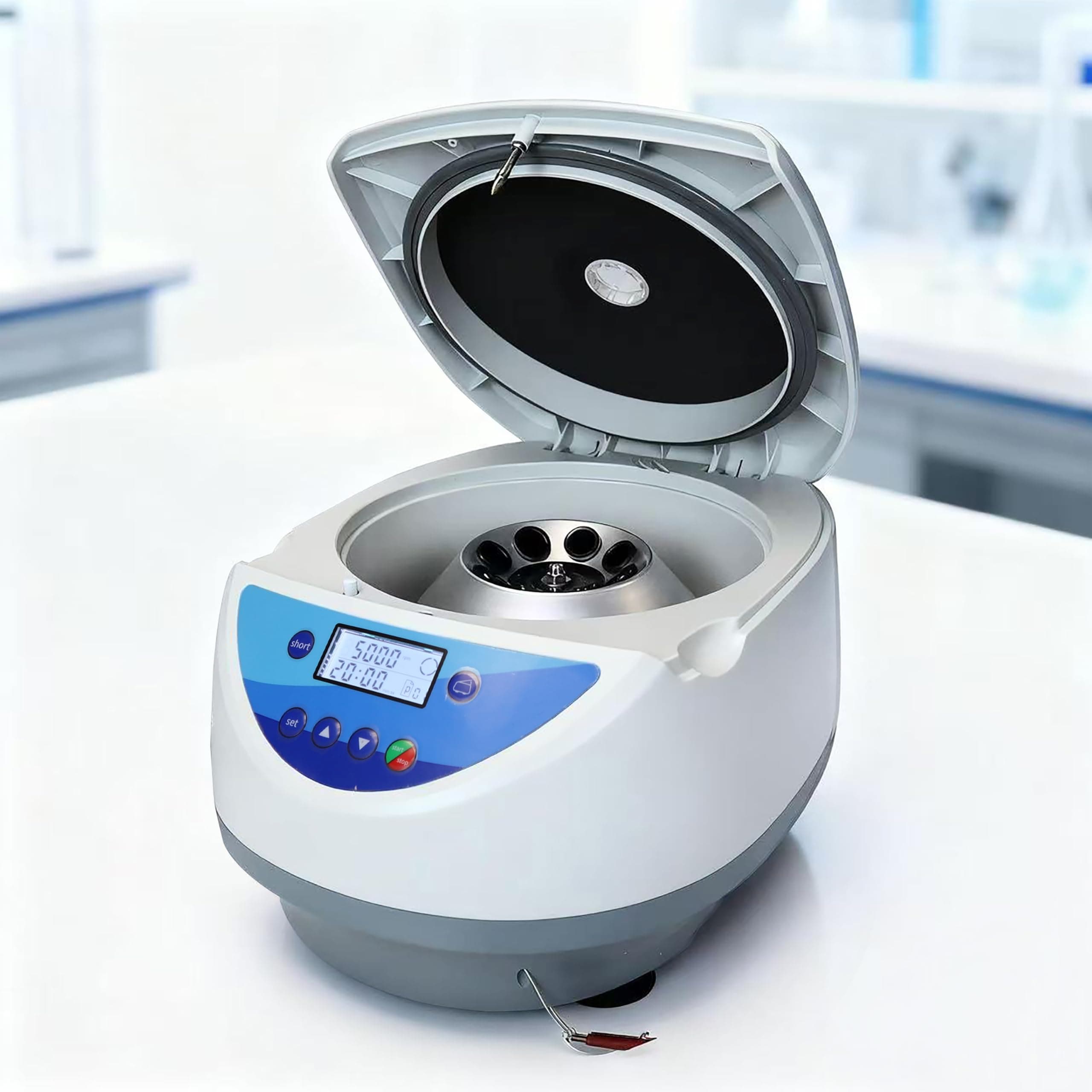 - Jackson Global JS-TC-SPINPLUS-8 Digital Bench-top Centrifuge | 500-5000rpm (Max. 3074xg) | LCD Display | Includes 15ML X 8 Rotor