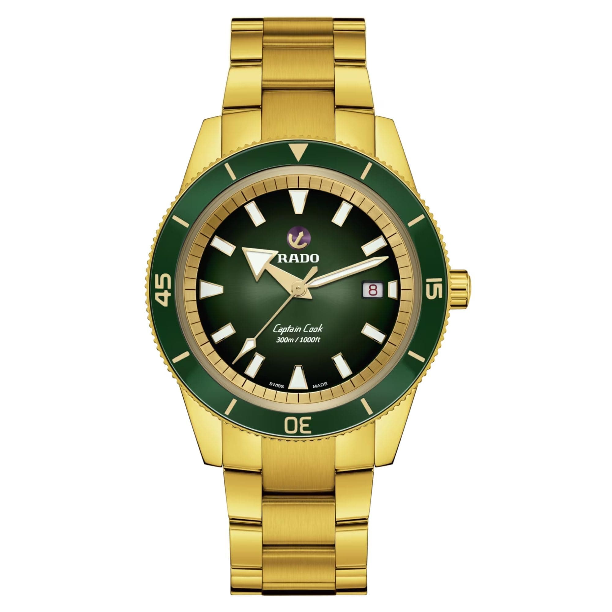 Captain Cook Automatic Green Dial and Gold Bracelet with Date Display and Swiss Automatic Movement