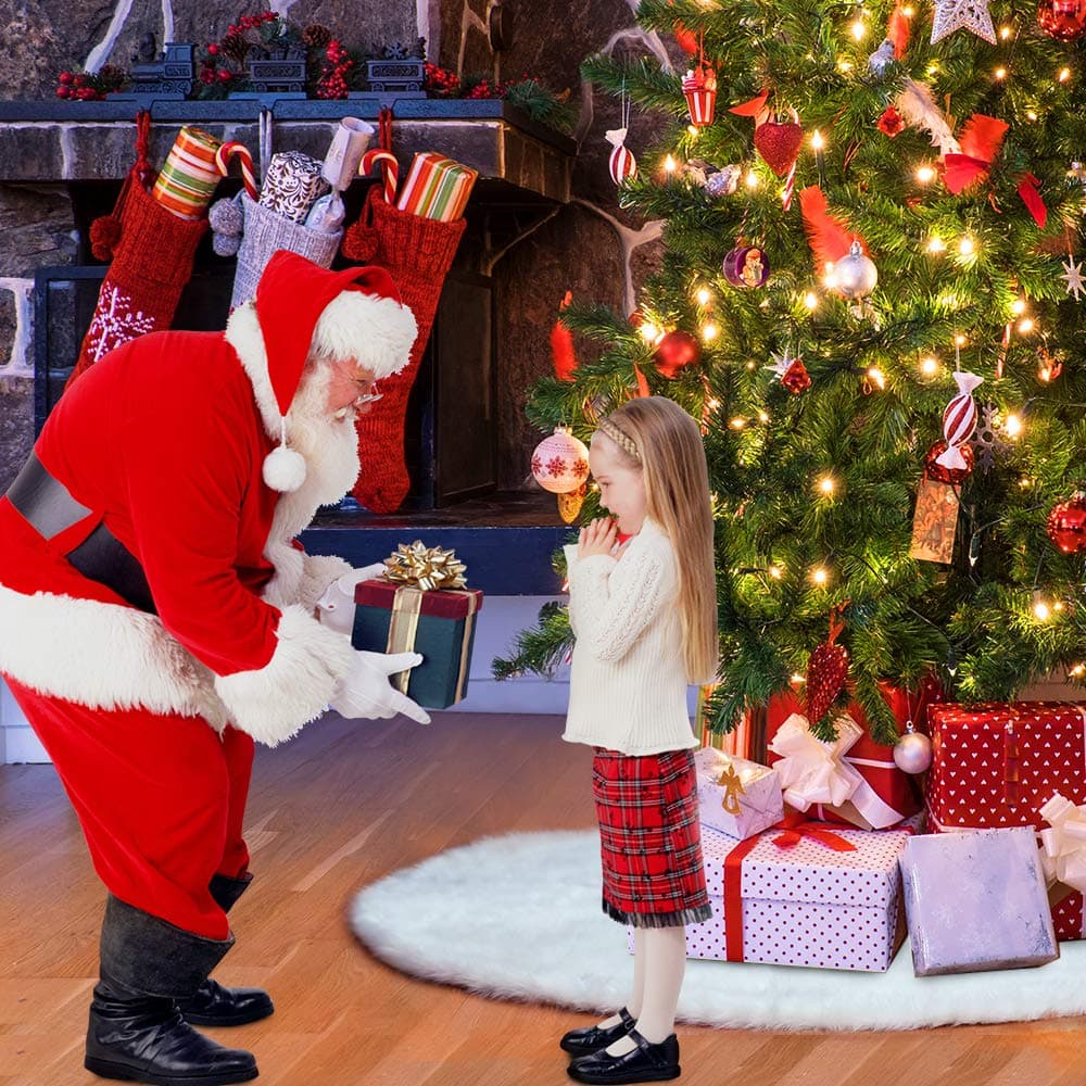 Christmas Tree Skirt - 36" Tree Skirt, for Use with Small to Average Size Xmas Trees, White Christmas Tree Skirt, High-End Soft Classic Fluffy Faux Fur Tree Skirt for Xmas Tree Decorations