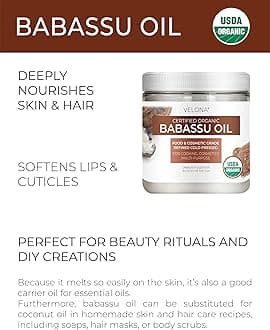 Velona Babassu Oil USDA Certified Organic - 16 oz | 100% Pure and Natural Carrier Oil | Refined, Cold Pressed | Face, Hair, Body & Skin Care and Cooking | Use Today - Enjoy Results