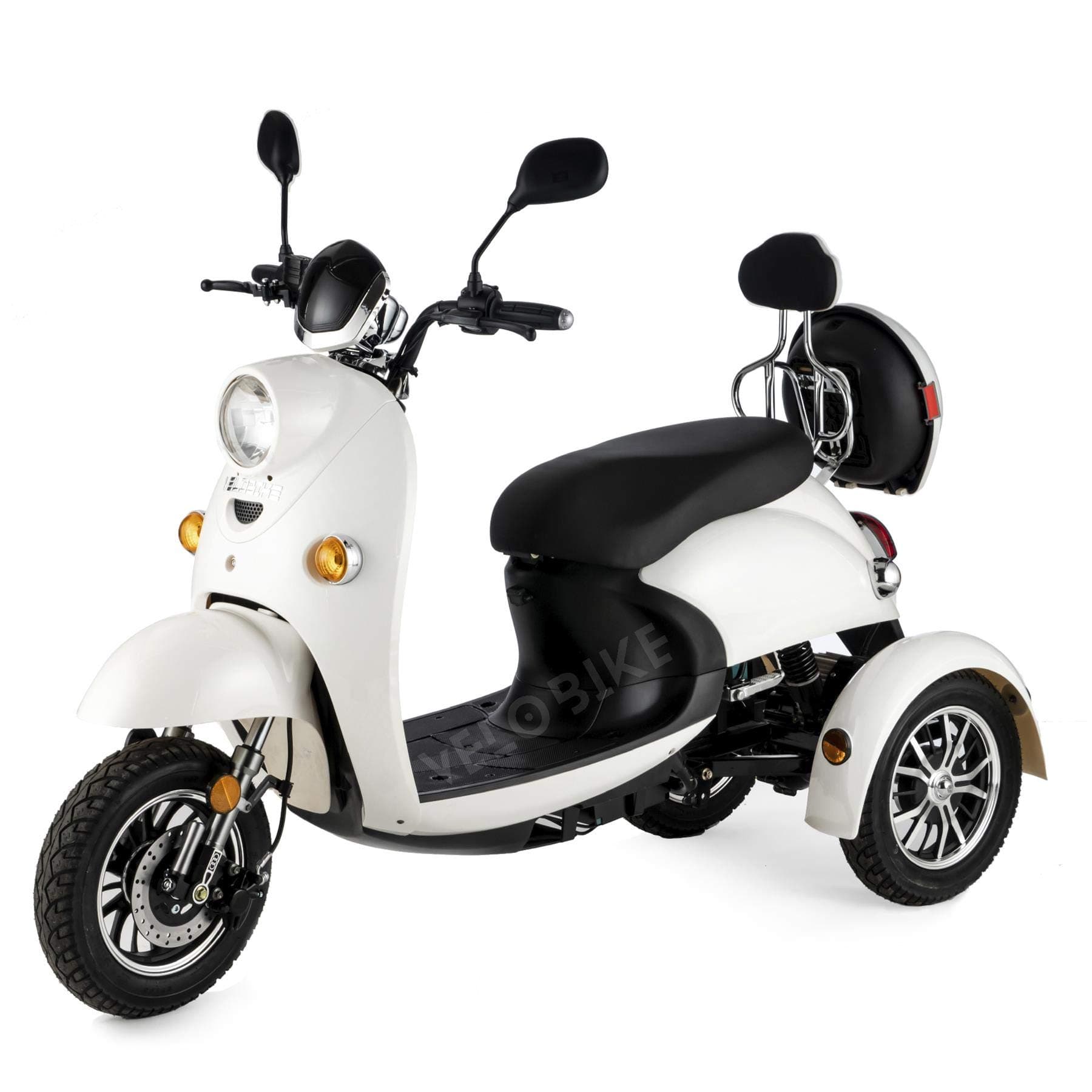 – ZT 63 Retro 3-Wheel Mobility Scooter with High Capacity Battery (45-60 Km), Full Suspension, Led Lighting and Extra Mobility Device Rain Cover - White