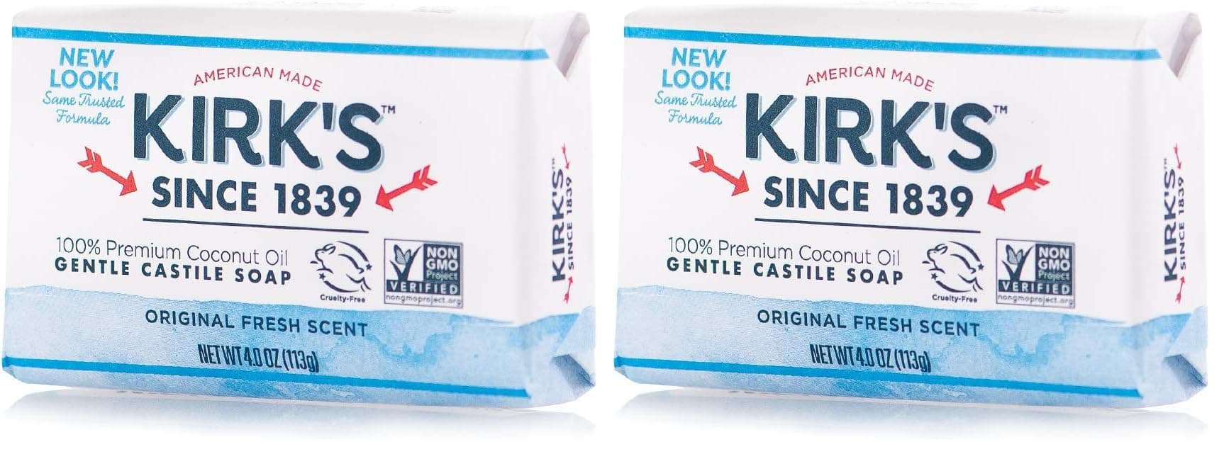 Kirk's Natural Original Castile Soap, 4 Ounce (Packaging may Vary) (Pack of 2)