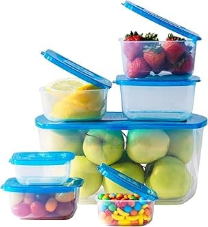 Premium Attached Food Storage Containers, Permanently Attached Plastic Lid, Never Lose & Space Saving Organization (7 Pack)