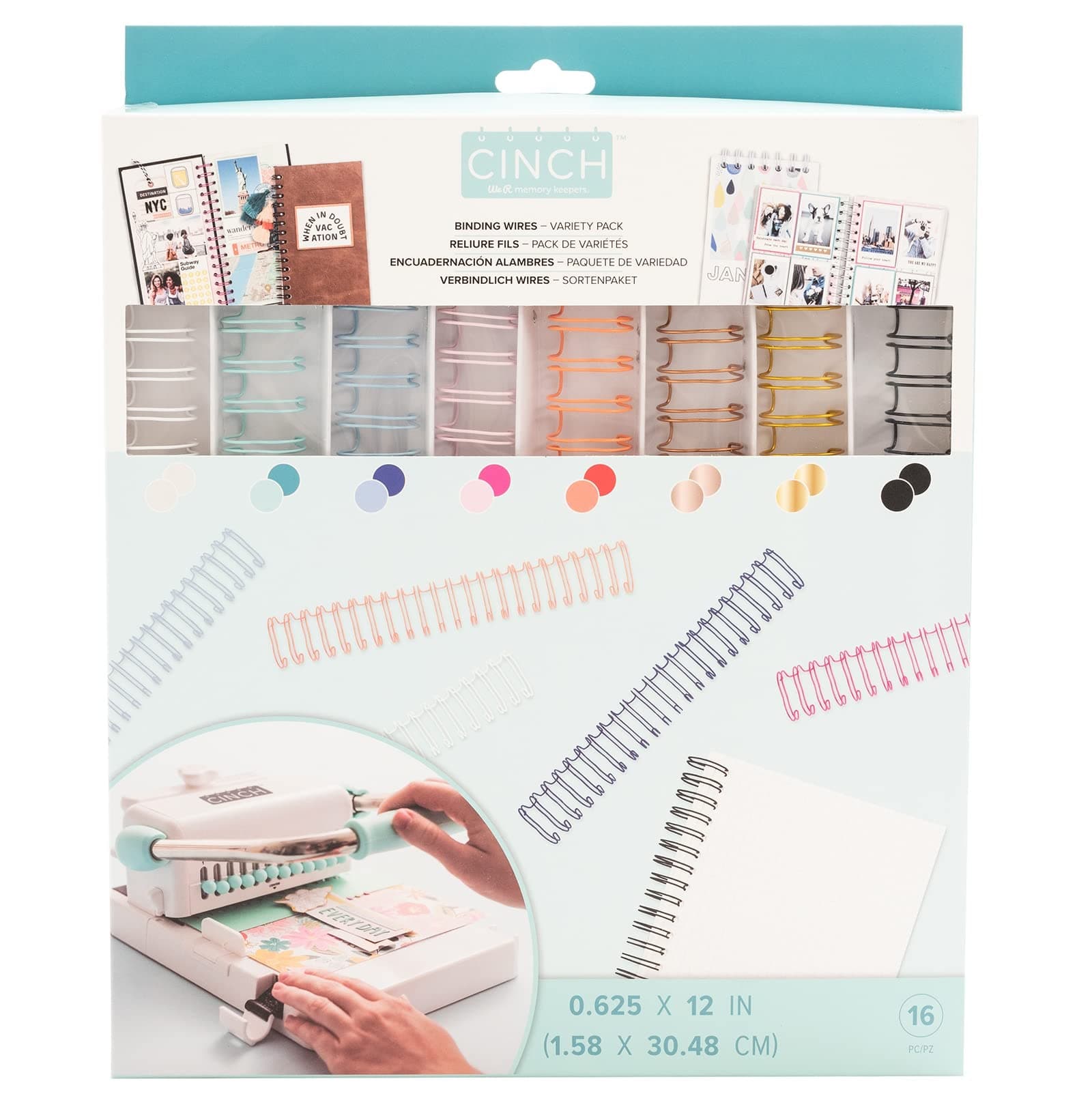 We R Memory Keepers Cinch Wires 16 Piece Multi-Color Value Pack, Make Professional DIY Books, Notebooks, and Calendars, Scrapbooking, Book Binding, Includes 8 Colors, Arts, Crafts, Sewing