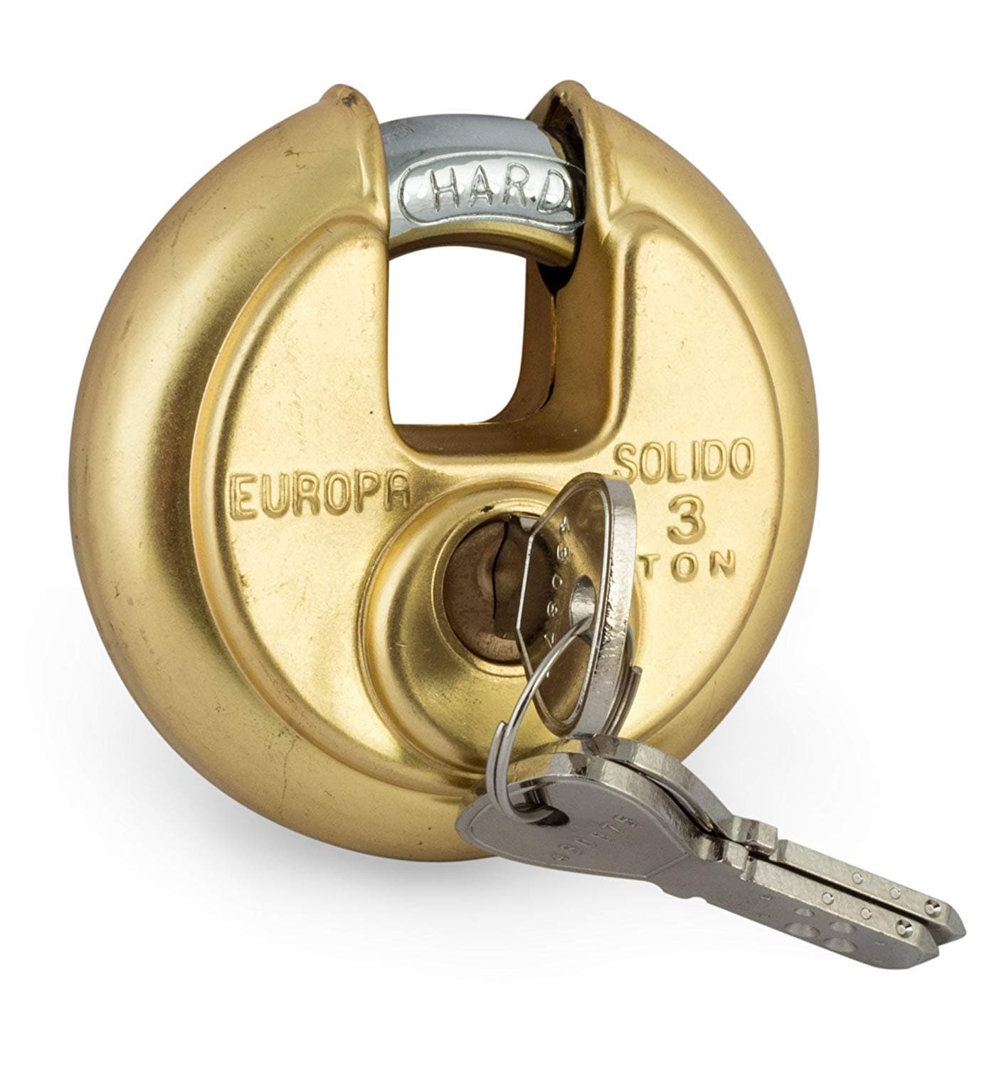 Europa P370BI Brass Disc Padlock | Hardened Thicker Shackle with 270° Overlap, Rustproof Stainless Steel Body | Ideal for Homes, Offices, Lockers & Outdoor Security