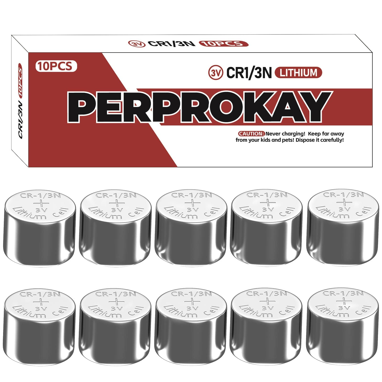 CR 1/3N 3V Lithium Batteries 10Pack, CR1/3N 3 Volt Batteries, Long-Lasting 10-Year Shelf Life CR-1/3N DL1/3N Battery, High-Power 170mAh CR11108 Battery - 10 Count