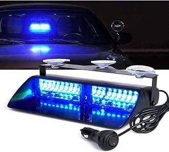 Xprite Blue 16 LED High Intensity LED Law Enforcement Emergency Hazard Warning Strobe Lights For Interior Roof/Dash/Windshield With Suction Cups