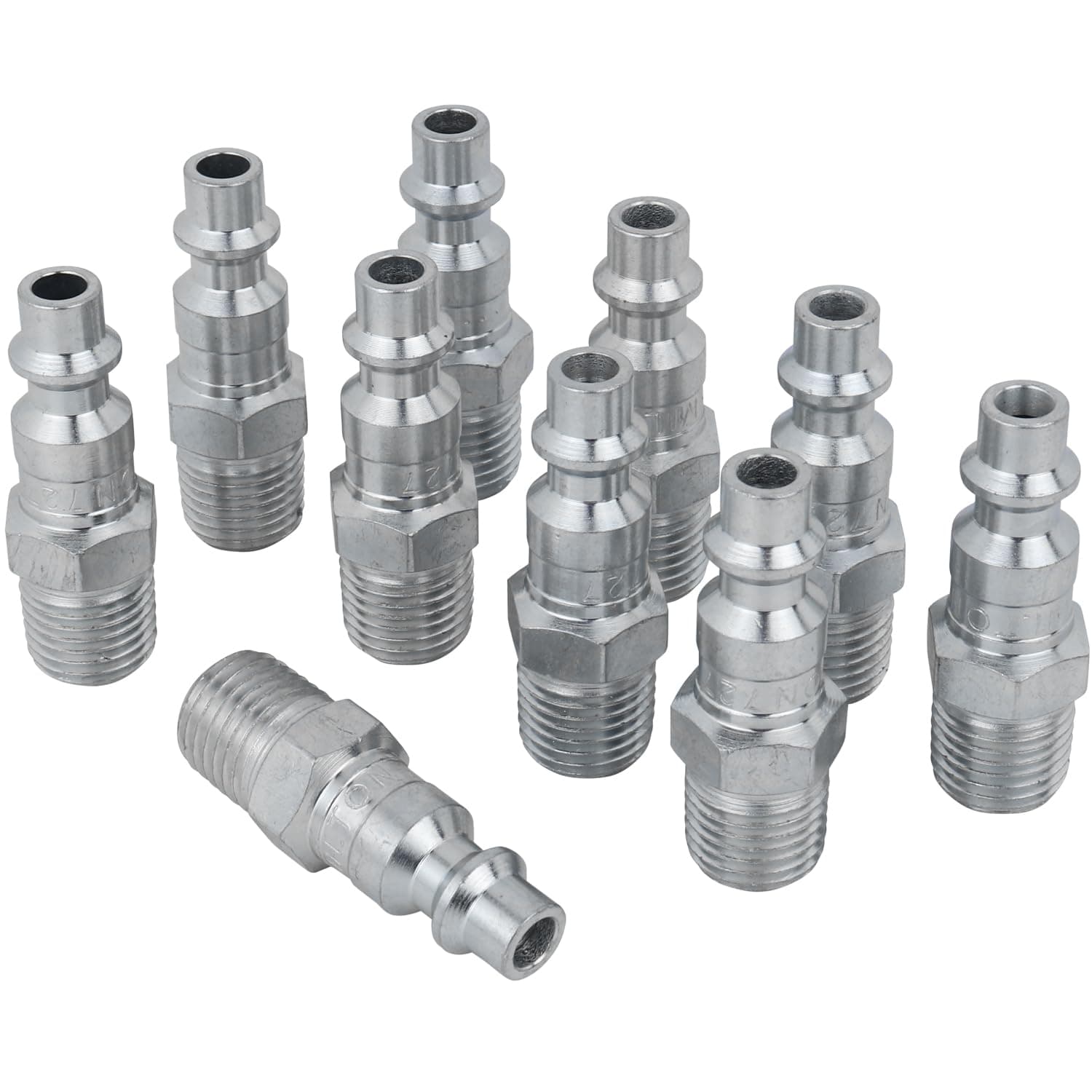 Milton Industrial Air Plug, M-STYLE, 1/4" MNPT, Air Compressor Fitting, Air Hose Quick Connect Fitting, 727 (Pack of 10)