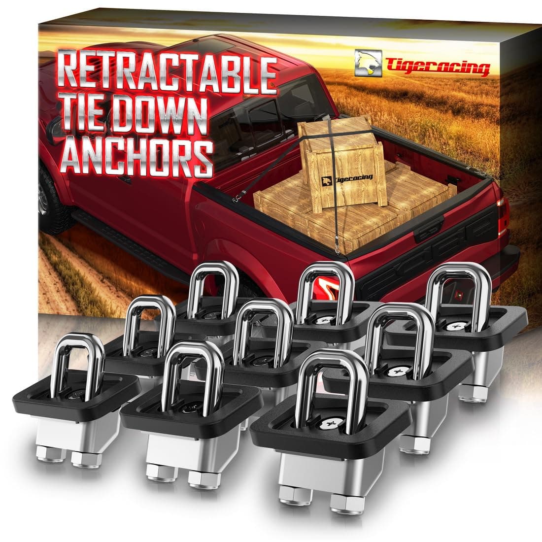 Inner Bed Tie Down Anchors Retractable Truck Bed D Ring Compatible with 2007+ Silverado & Sierra 1500 2500 3500/2015+ Colorado & Canyon - 3000LBS Capacity Only Fit SideWall of 9