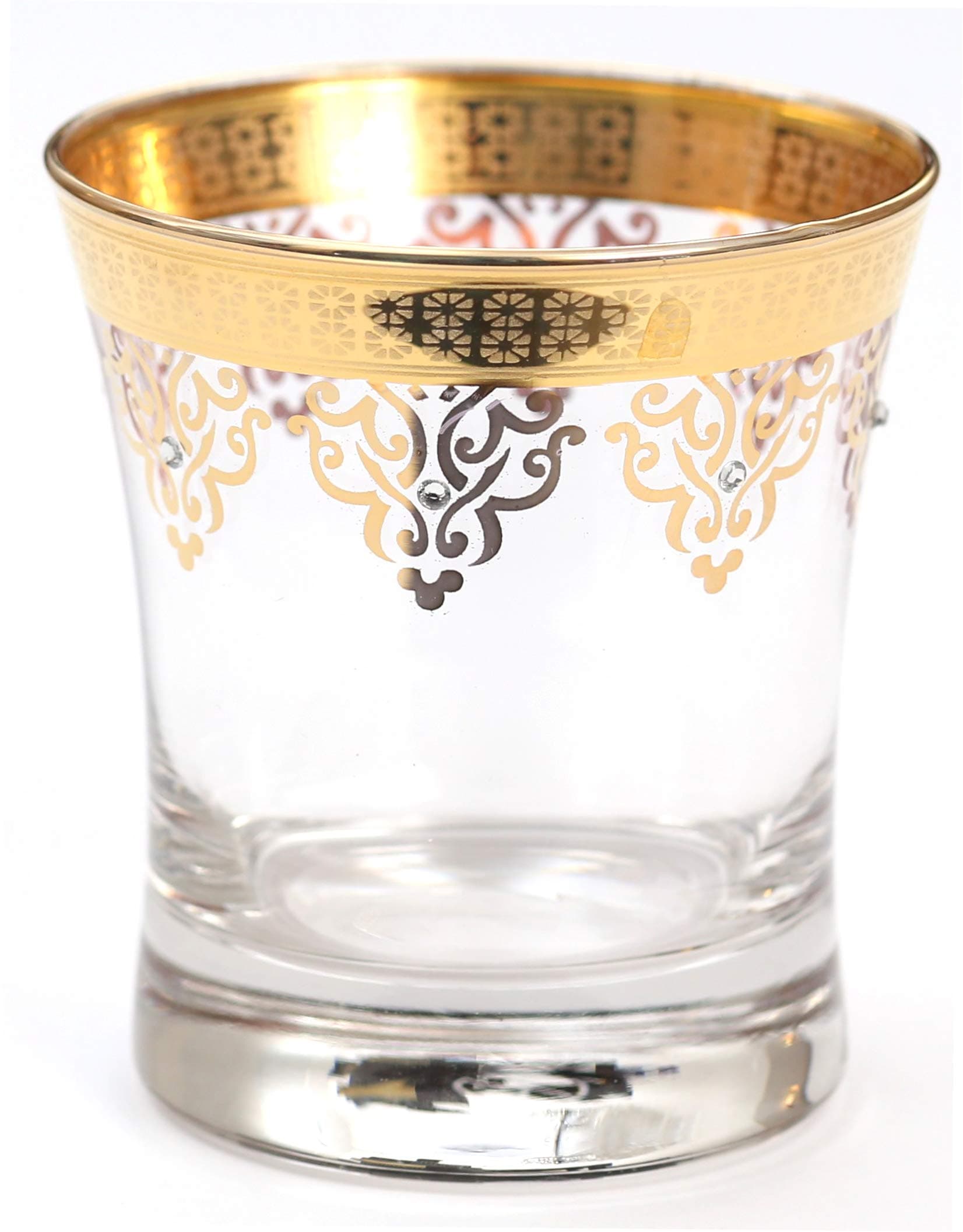 Pharpar Whiskey, Scotch Bourbon Drinking Glass, Old Fashioned 24 ct Gold plated Gift Set of 6 - Ottoman
