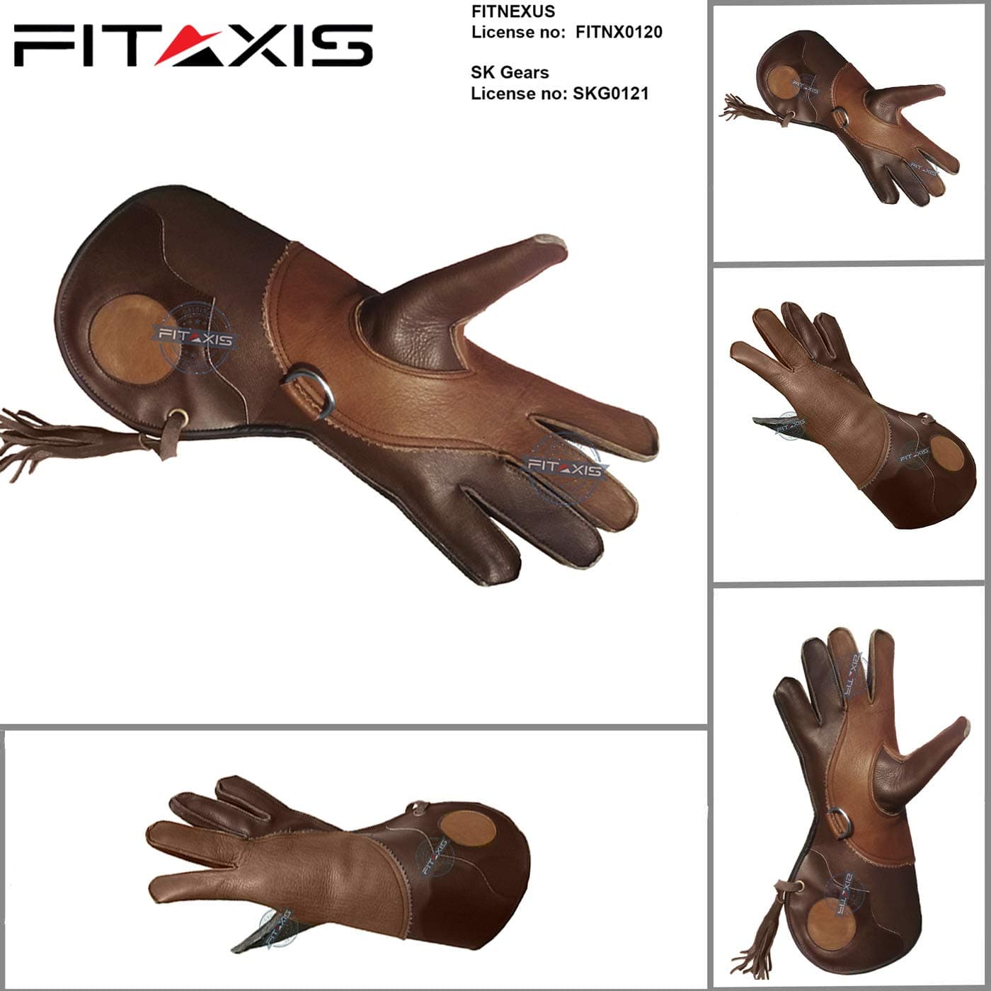 FITAXIS Falconry Gloves Natural Brown for Birds Hawk Pets Eagle Left Hand 15" (Brown, 15")