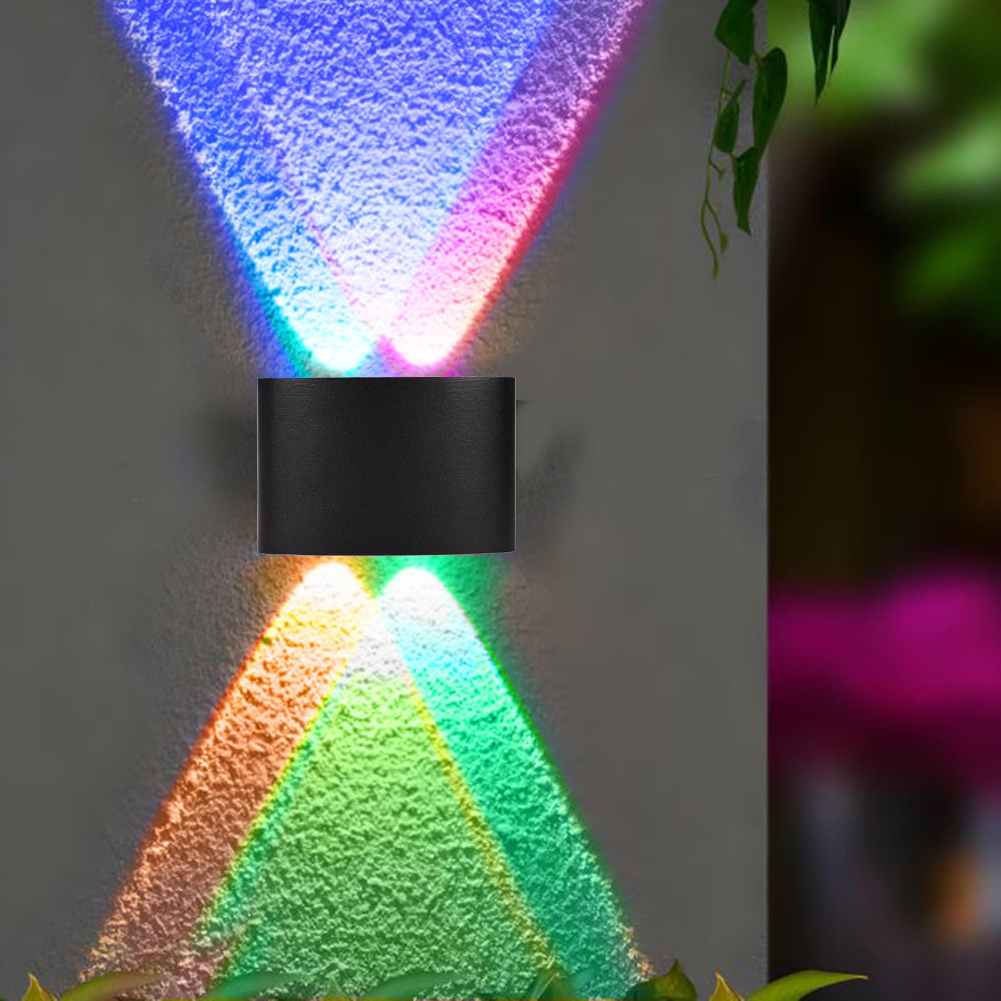 FERA Waterproof Up Down Led Wall Lamp, Aluminium IP65 Body 4 Ray, Multicolor, Indoor/Outdoor Decorative Wall Sconce Light, 2 Years Warranty (4 ray Color)
