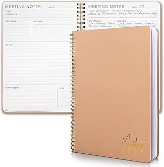 Beautiful Meeting Notebook for Organizing Your Work - Easily Take Notes and Track Agenda - Perfect Office Planner Supplies for Women and Men to Professional Management of Business Projects - Pink
