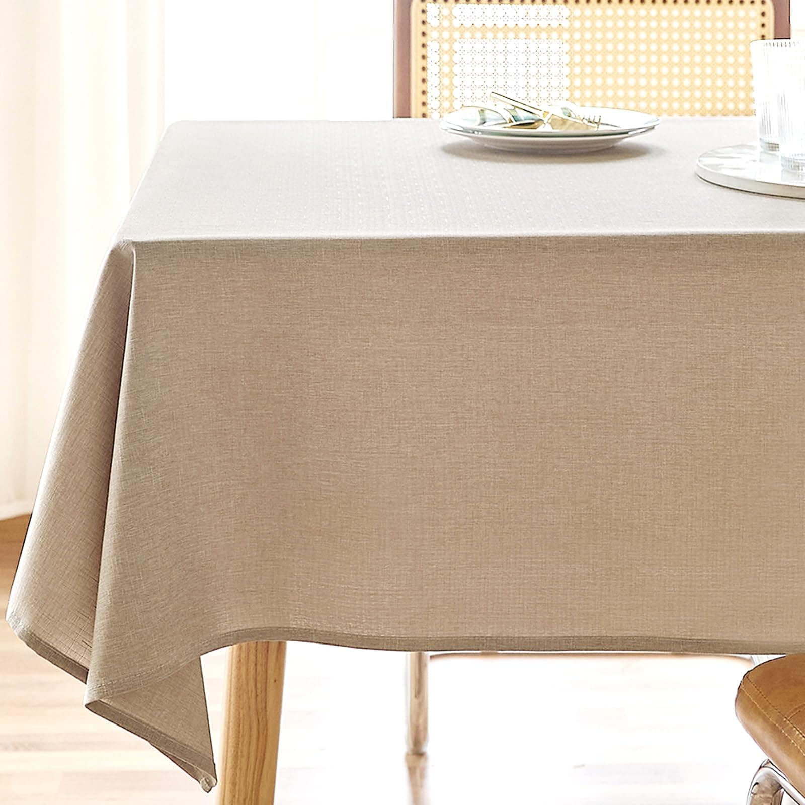 AUSSPVOCT Textured Tablecloth Rectangle 60x120 Water Resistant Spill-Proof Wipeable Fall Table Cloth Wrinkle Free Fabric Dining Table Cover for Birthday Spring Easter Party Kitchen Decor