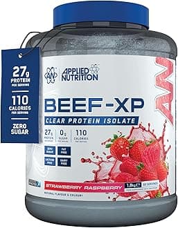 Beef XP - Clear Hydrolysed Protein Isolate, Fruit Juice Style, Dairy Free, Lactose Free, Zero Sugar, Low Fat (1.8 kg, Strawberry & Raspberry)