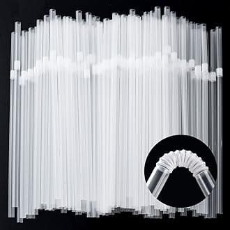ALINK 100-Pack Clear Flexible Drinking Straws, Plastic Disposable Bendy Straws - 7.75" x 0.23"