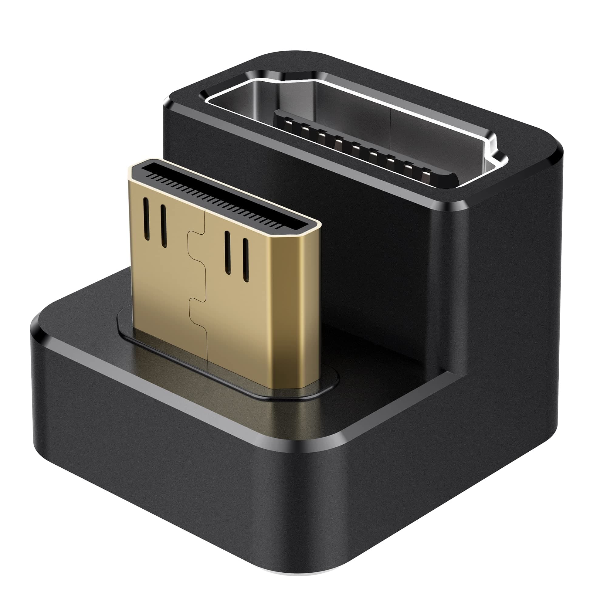 AGVEE 1 Pack (Long Side Inward) 180 Degree Angled Mini HDMI Male to HDMI Female Adapter, U-Shaped 4K@60HZ Converter Coupler Connector Extender for Portable Display Monitor Accessories, Black