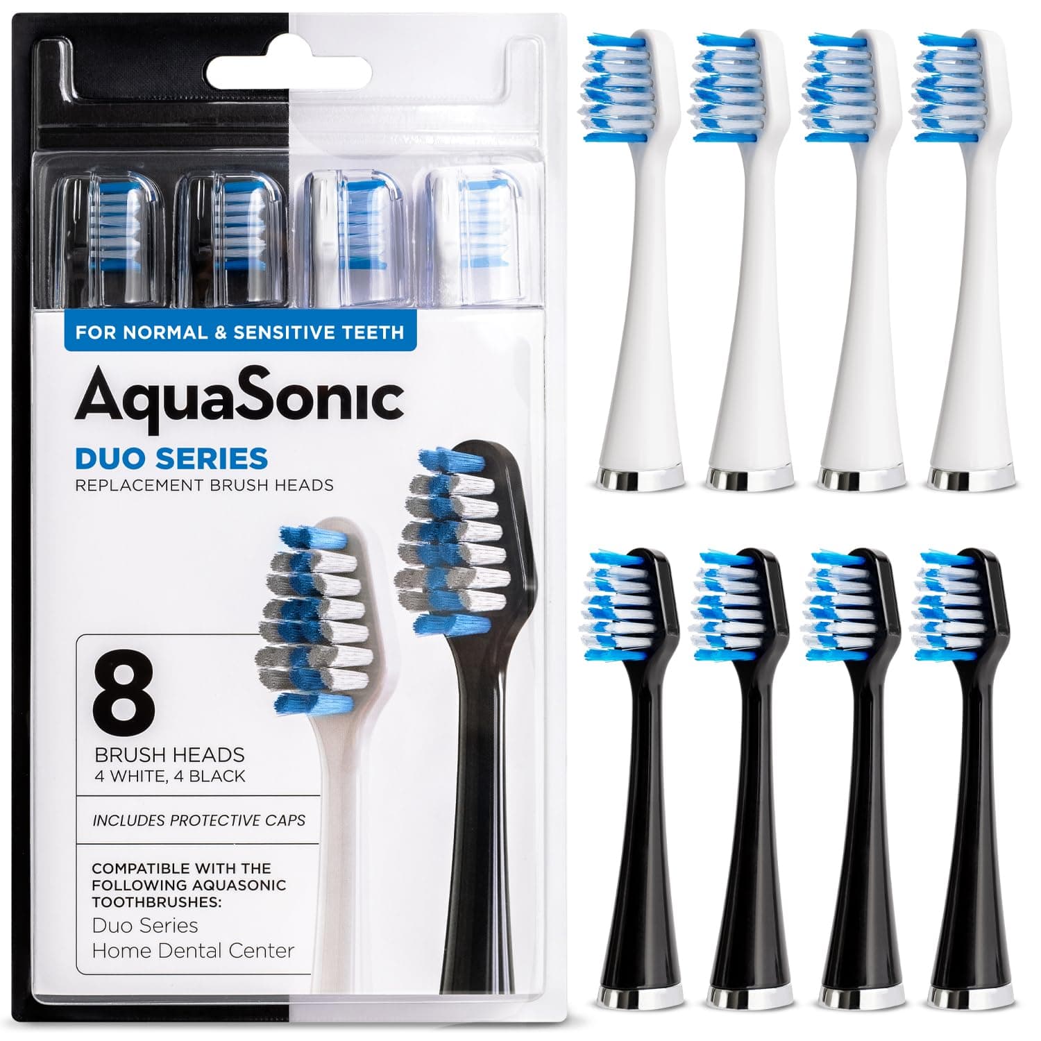 Duo Replacement Brush Heads (8-Pack) - 4 White & 4 Black DuPont Brush Heads