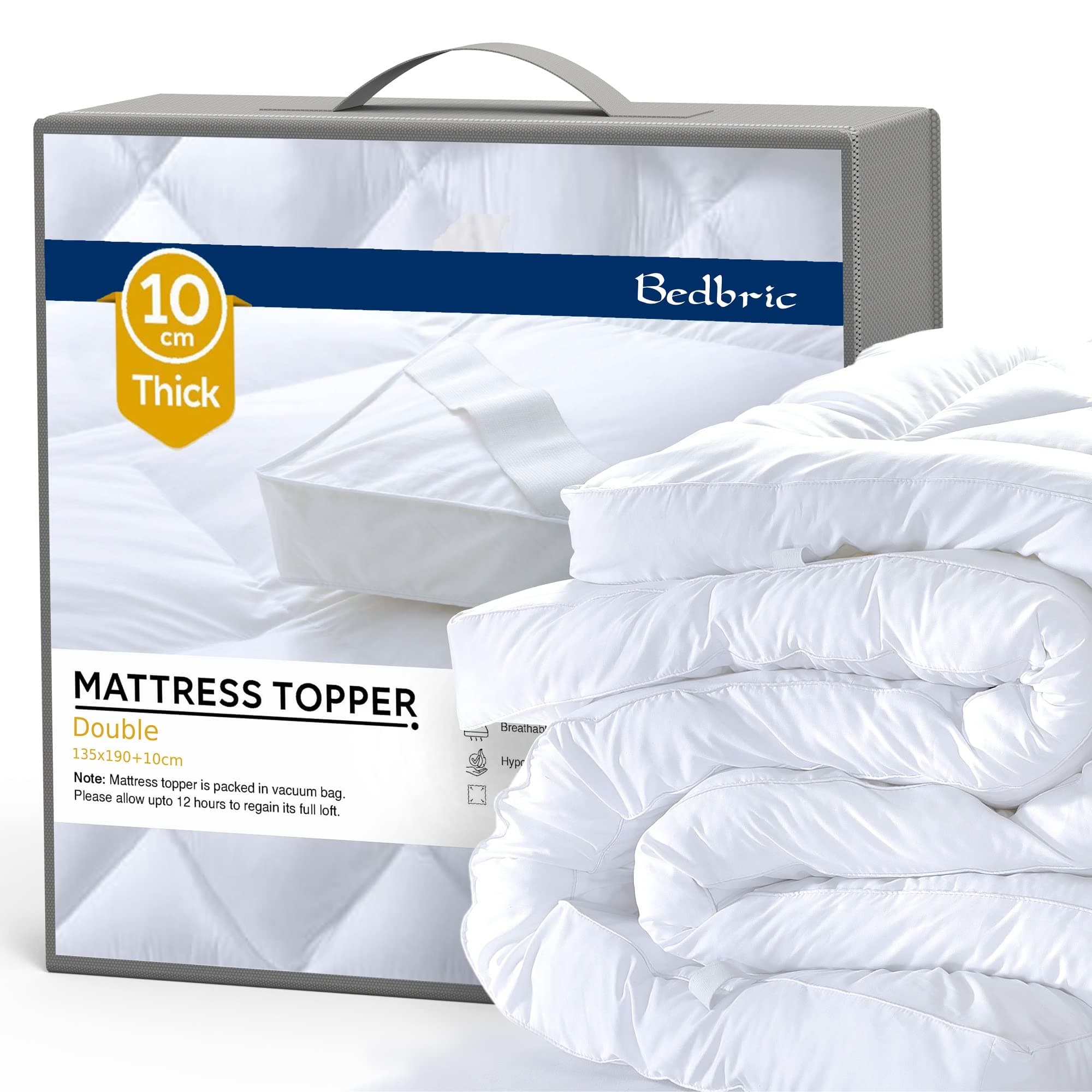 Mattress Toppers Combo Pack (Double + Single) - 4 Inch Thick Soft & Fluffy Quilted Hypoallergenic Mattress Toppers with Elastic Straps
