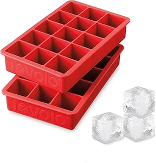 Tovolo Silicone Ice Cube Tray Candy Apple Red Pack of 2 BPA Free Ice Tray Mold for Coffee Drinks Cocktails, Dishwasher Safe Easy Release Perfect 1 Inch Cube Ice Tray for Whiskey Bourbon Spirits