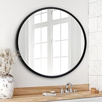 Americanflat 81 cm Black Framed Round Mirror for Wall - Circle Mirror for Bedroom, Entryway, and Living Room Wall Decor - Black Mirror with Hanging Hardware Included