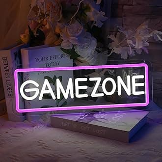 YALLOVE Game Zone Neon Sign, Gamer LED Light, USB Powered Gaming Sign for Room, Wall Decoration (Battery Case)