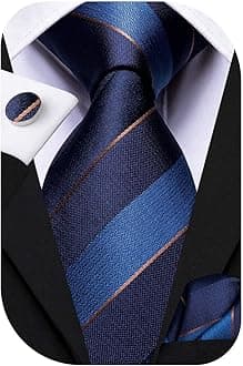 Hi-Tie Men Ties Sets Silk Stripe Paisley Necktie Pocket Square Cufflinks for Business Wedding