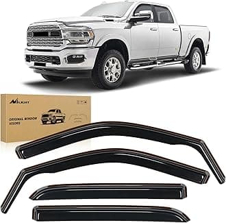 Nilight Window Rain Guards for Dodge Ram 2500 3500 Crew Cab 2019-2025 2026, Side Window Deflectors Vent Visors, Smoke Tint, Reduce Wind Noise, Car Wash Safe, 4PCS