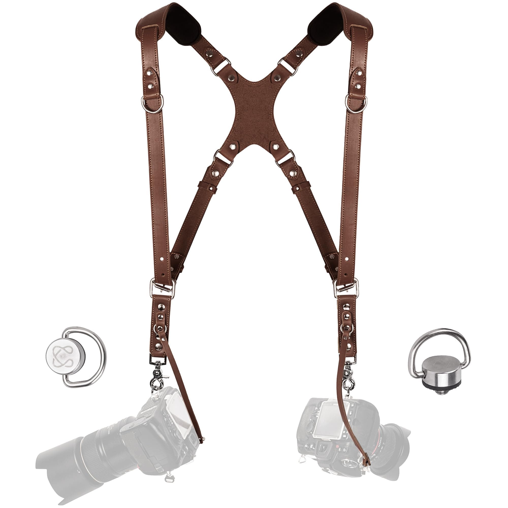 C Coiro Camera Harness for 2 Cameras Dual Shoulder Leather Camera Strap for DSLR/SLR, Camera Straps for Photographers